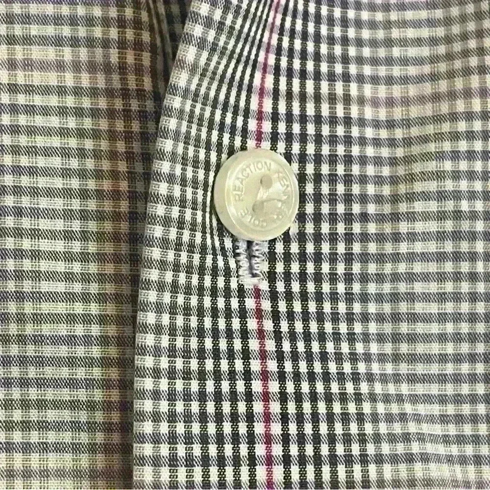 Kenneth Cole Reaction Men's Slim-Fit Blue Plaid Long-Sleeve Shirt size 16 34/35